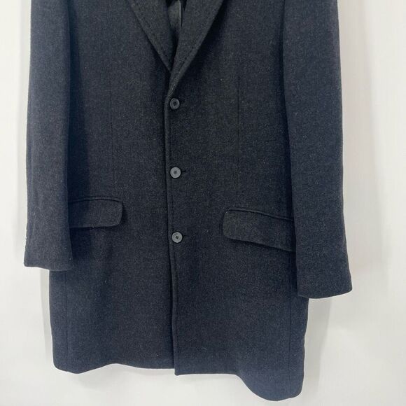 INC International Concepts Single Breasted Black Wool Blend Pea Coat Mens Large - Picture 5 of 8